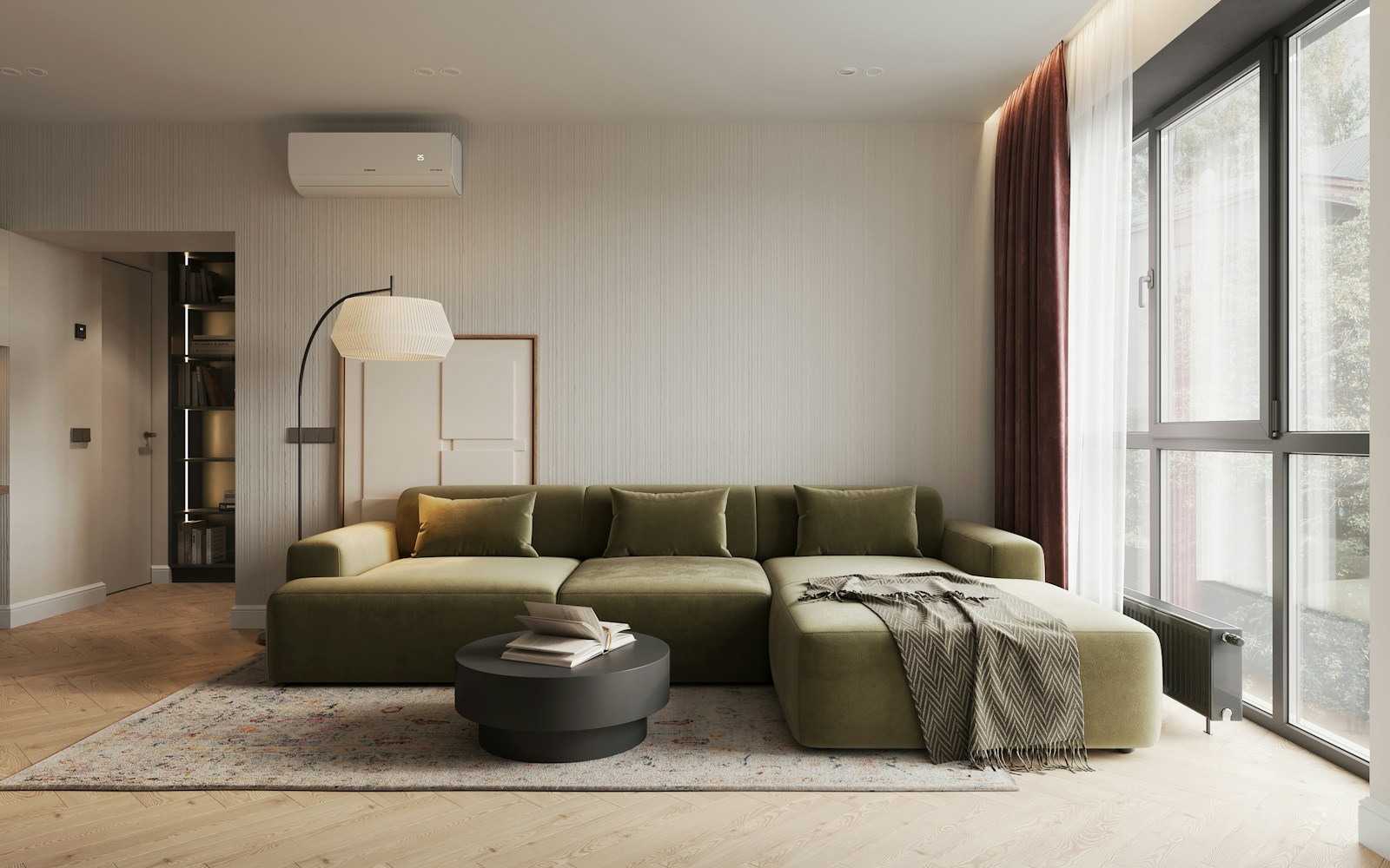 Friends relaxing in a living room during a casual conversation.