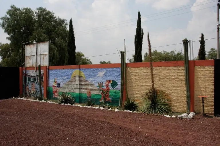 A painted mural on the wall of a pulqueria near Teotihuacan