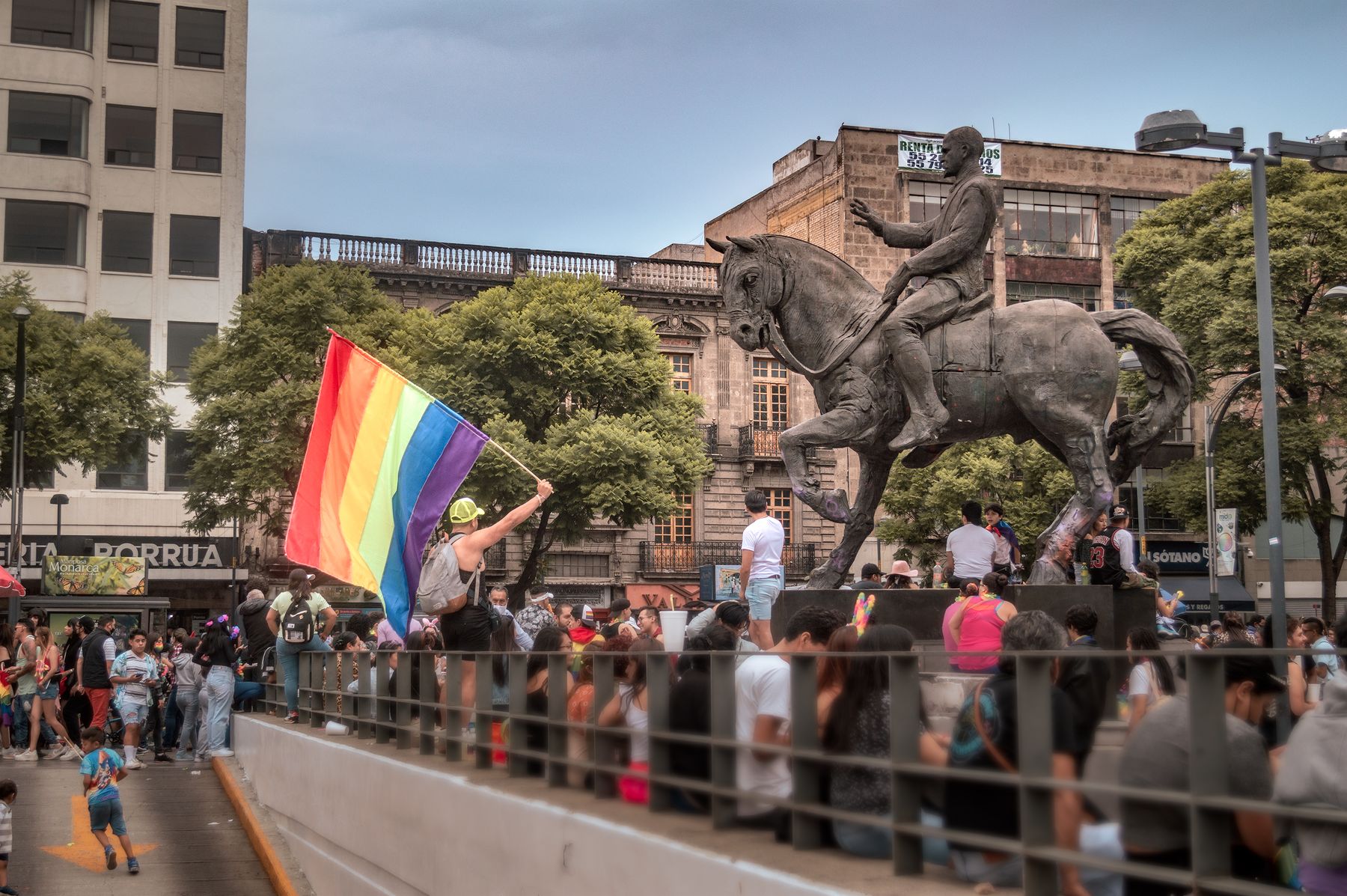 A rainbow flag at a Mexico City Pride event.