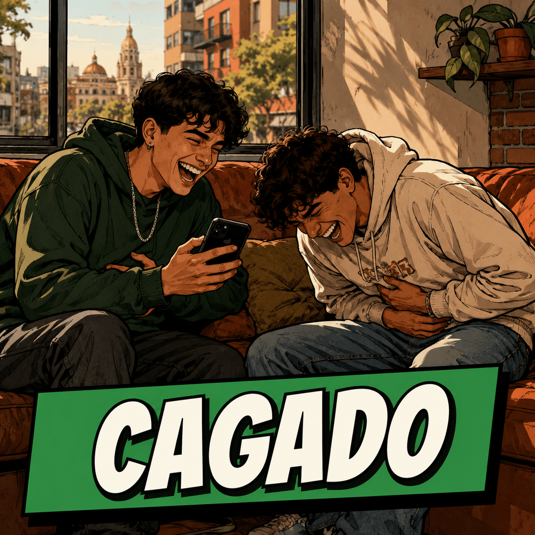 cagado — Mexican Spanish for Hilarious. Dying of laughter. (Crude but very common.)