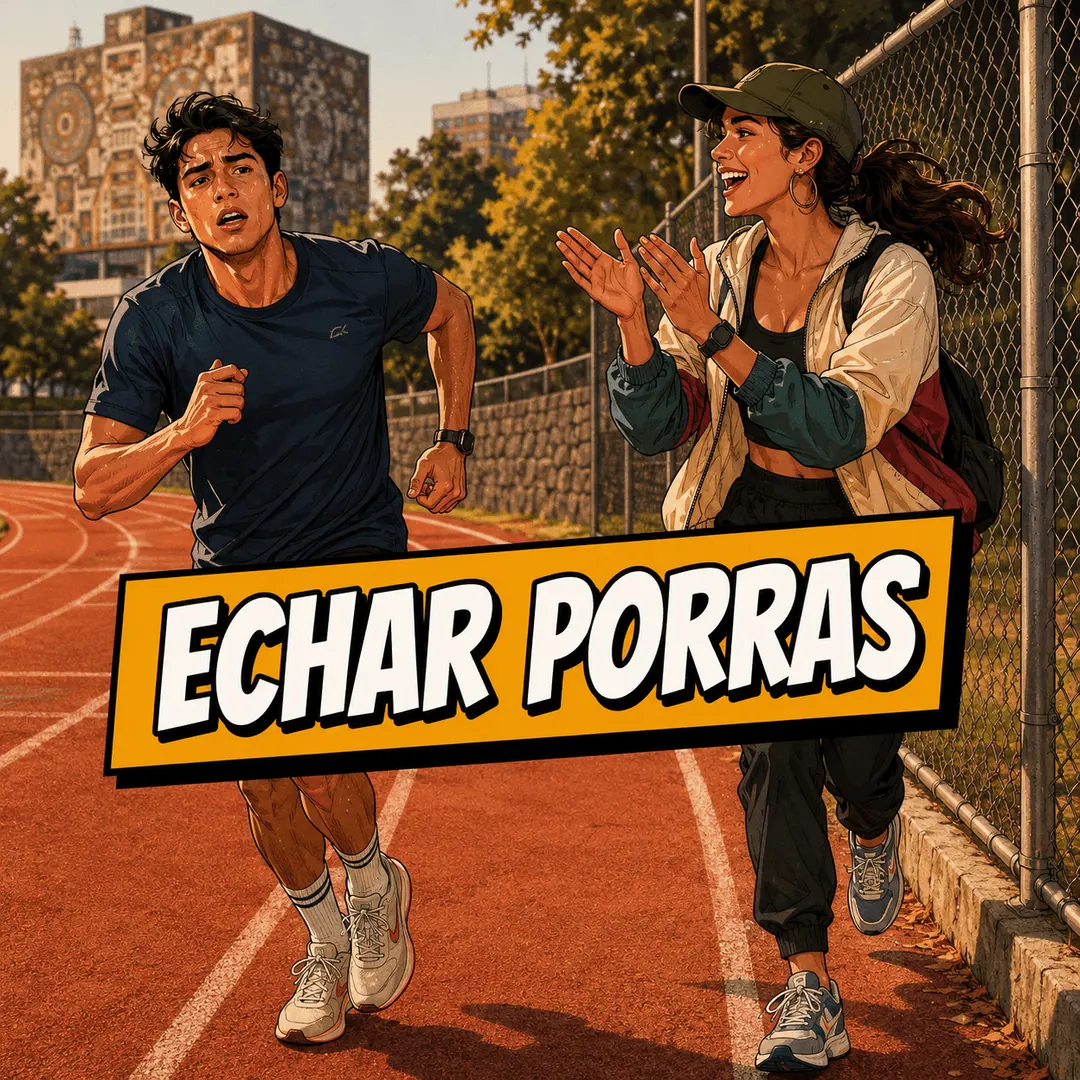 echar porras - a woman clapping and cheering a runner on around a track