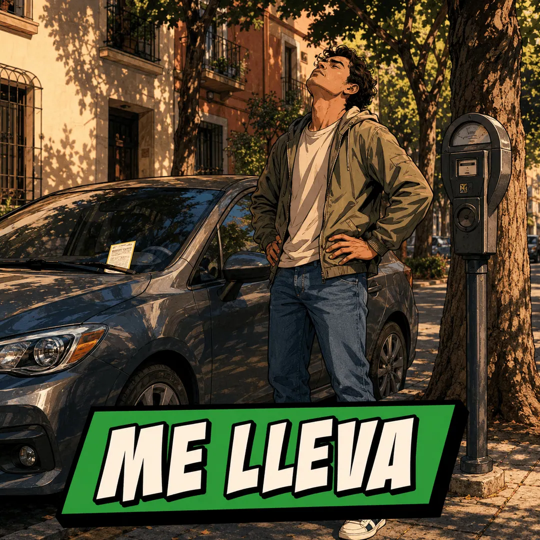 me lleva - a man standing over a parking ticket tucked under his windshield wiper