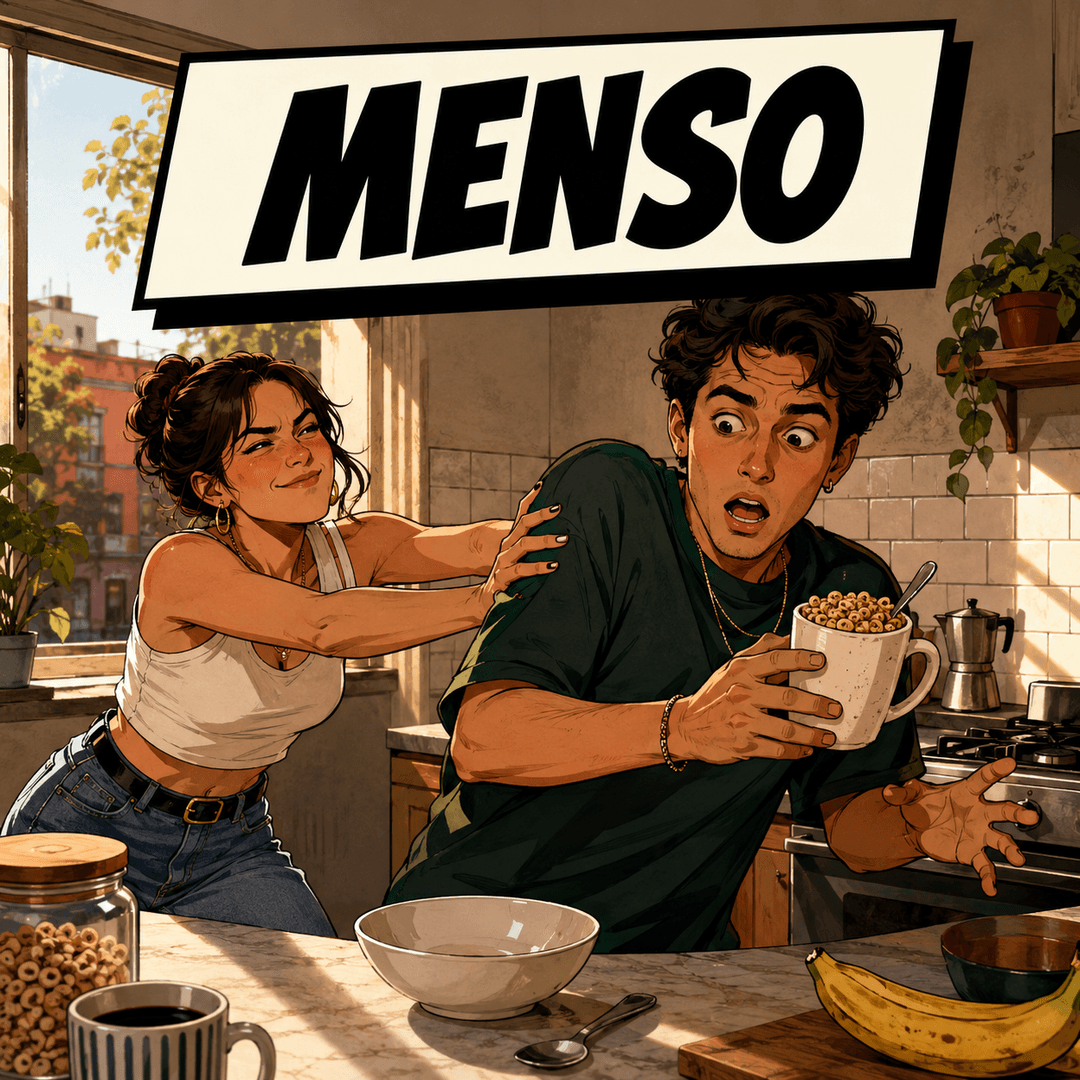 menso — Mexican Spanish for Dummy. Silly. Goofy. (Mild, affectionate.)
