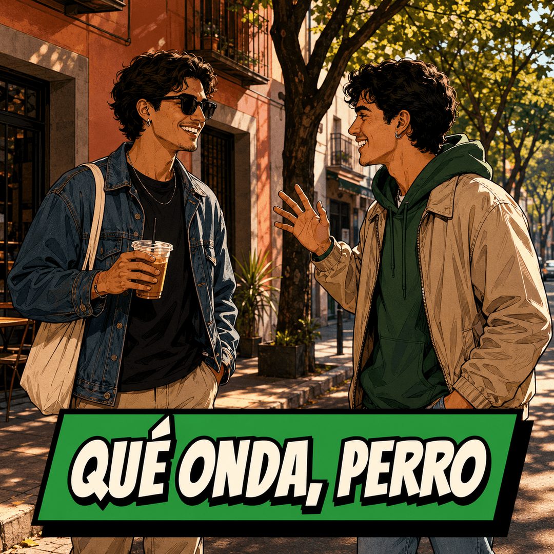 ¿qué onda, perro? — Mexican Spanish for Sup, homie. What's good, dawg.