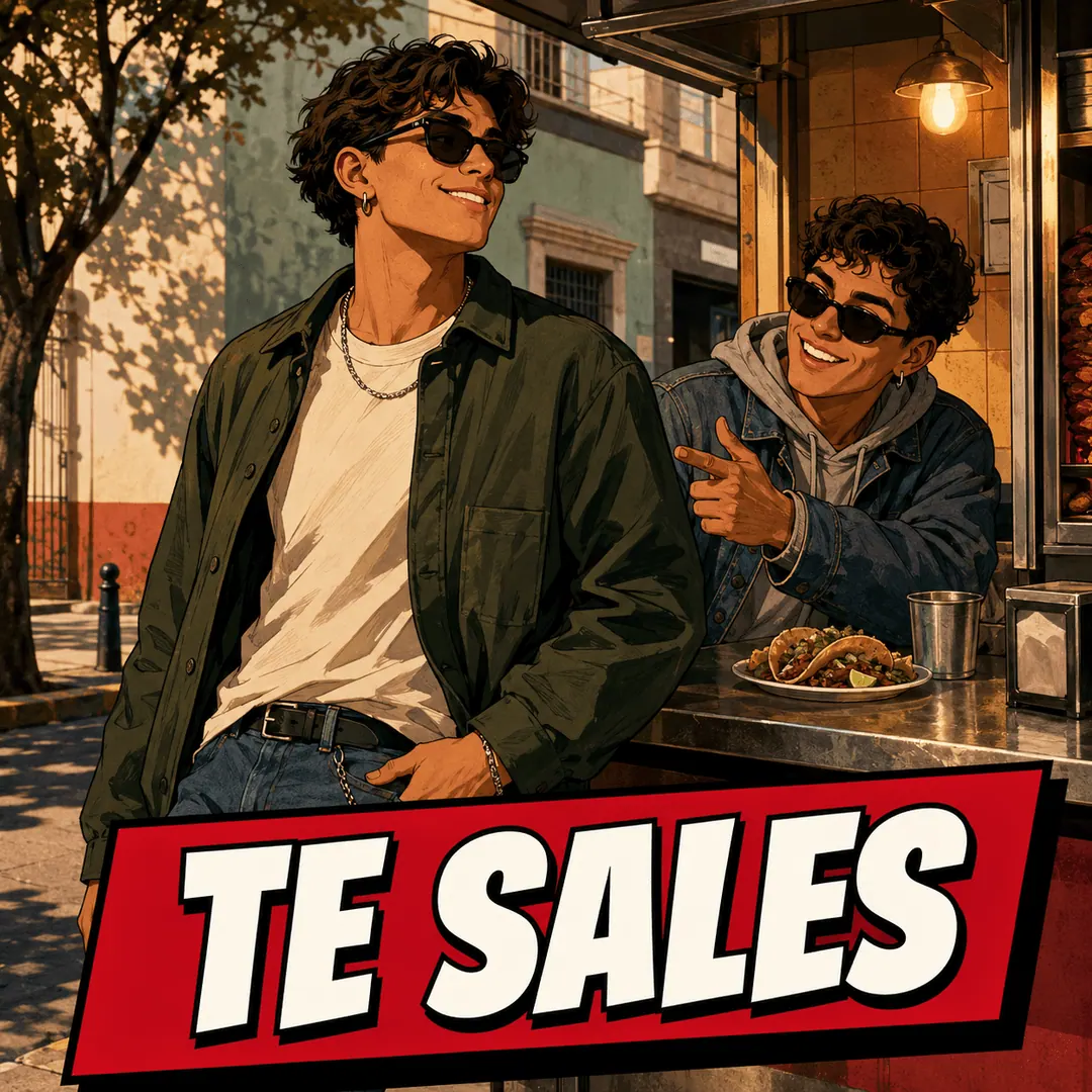 te sales - two friends at a taco counter, one laughing and pointing at the other