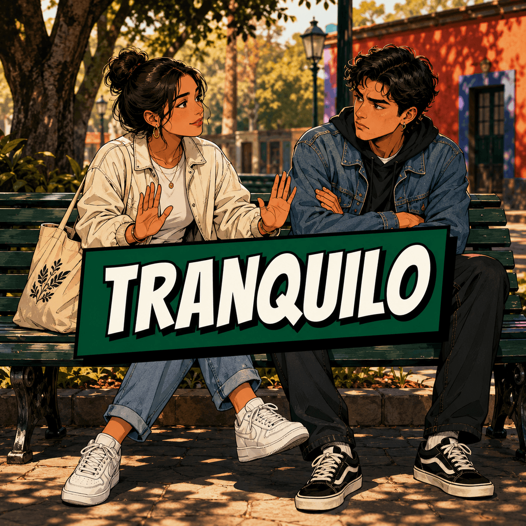 tranquilo — Mexican Spanish for Chill. Calm down. Easy, easy.